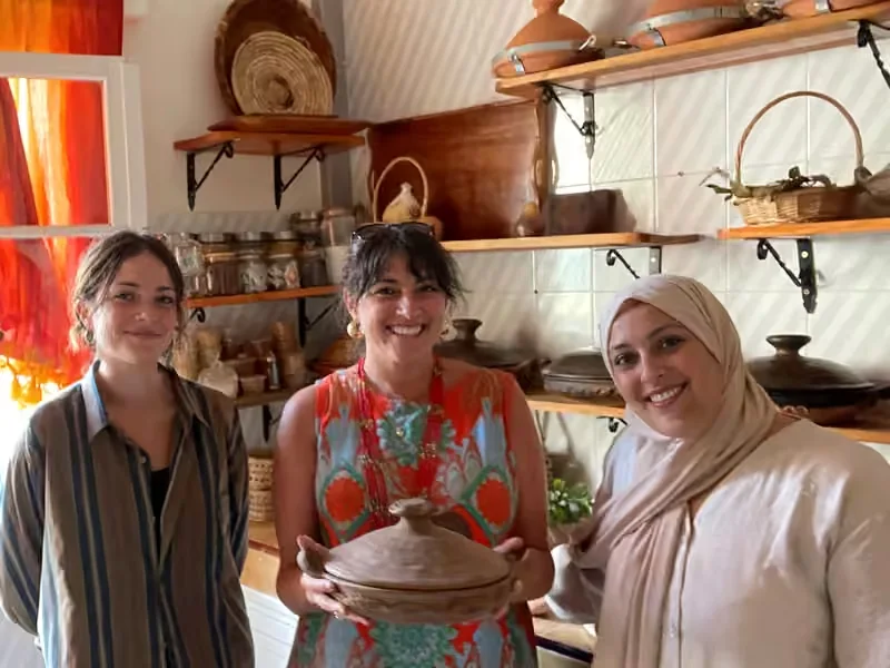Guests at a Moroccan cooking class