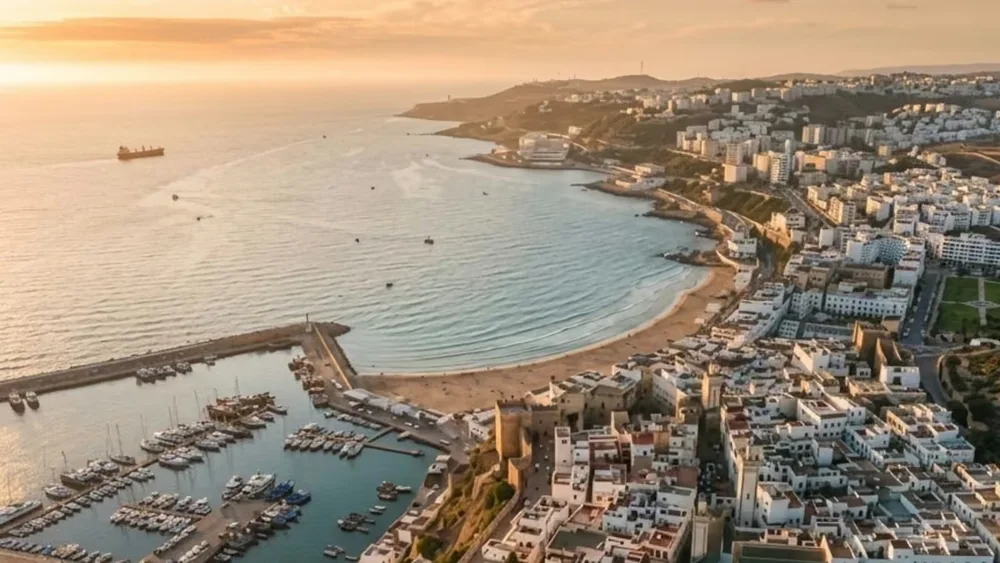 Tangier bay and marina at sunset